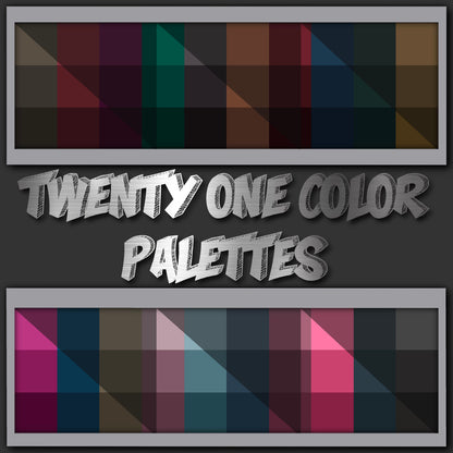 Procreate App Color Palette Set | 21 Color Palette Set with Free Bonus Drawing Brushes | Procreate for iPad